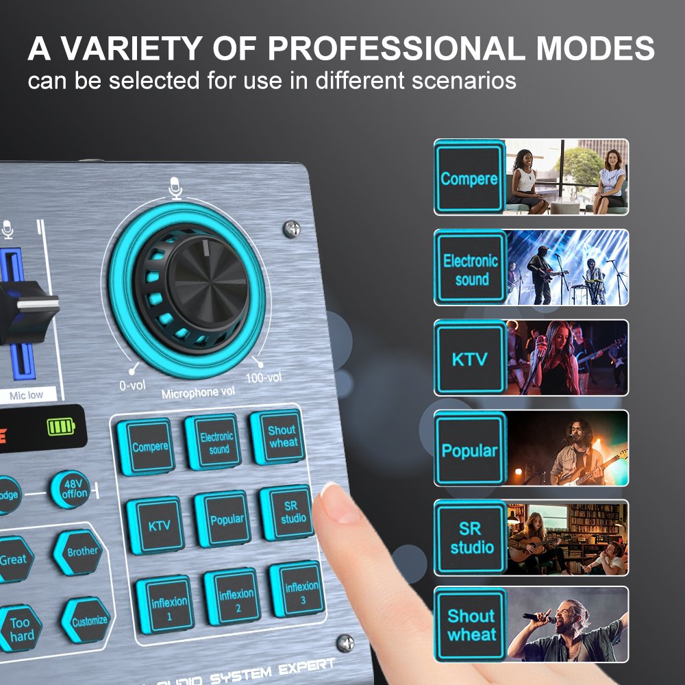 Live Streaming All-in-One V-M18 48V XLR Microphone 14 Effect Buttons Sound Card For Live Streaming(pic2)