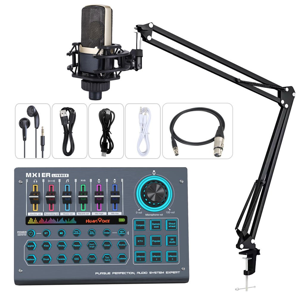 Professional V-M18 Recording Sound Card Live Streaming Mixer Supports 48v Mic Blog Devices(pic2)