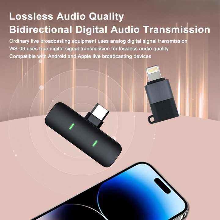 One-Key remote control V-WS09 Adjustable mic volume Wireless earbuds audio sound card for Outdoor live Streaming(pic8)