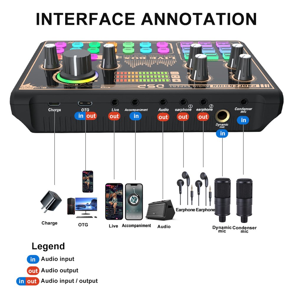 Factory Directly Price Live Streaming Sets V-V9 Recording Noise Reduction Podcast Sound Card For Live Stream Recording(pic1)