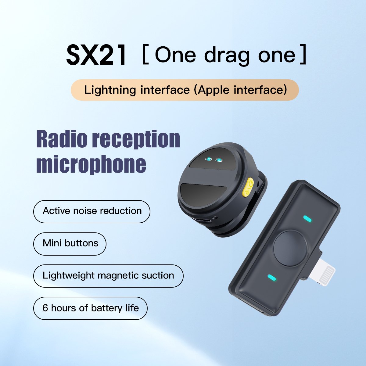 Microphone SX21 New Mini Noise Cancelling Lavalier, Ultra Low Latency Lavalier Wireless Microphone for Live Broadcasting(pic4)