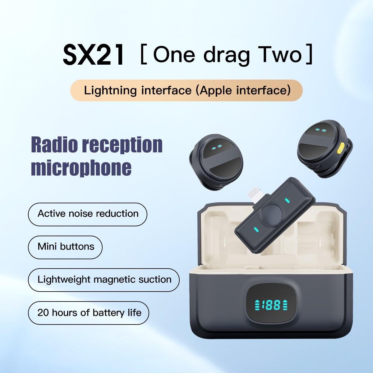 Microphone SX21 New Mini Noise Cancelling Lavalier, Ultra Low Latency Lavalier Wireless Microphone for Live Broadcasting(pic8)