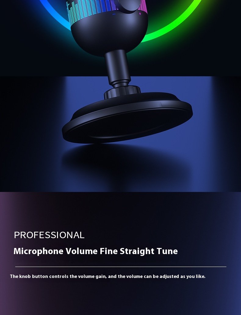 Microphone M-AK1 Coolest USB Gaming Microphone Computer Gaming Athletic Mobile Jitterbug Live K Song RGB Lighting Microphone(pic4)