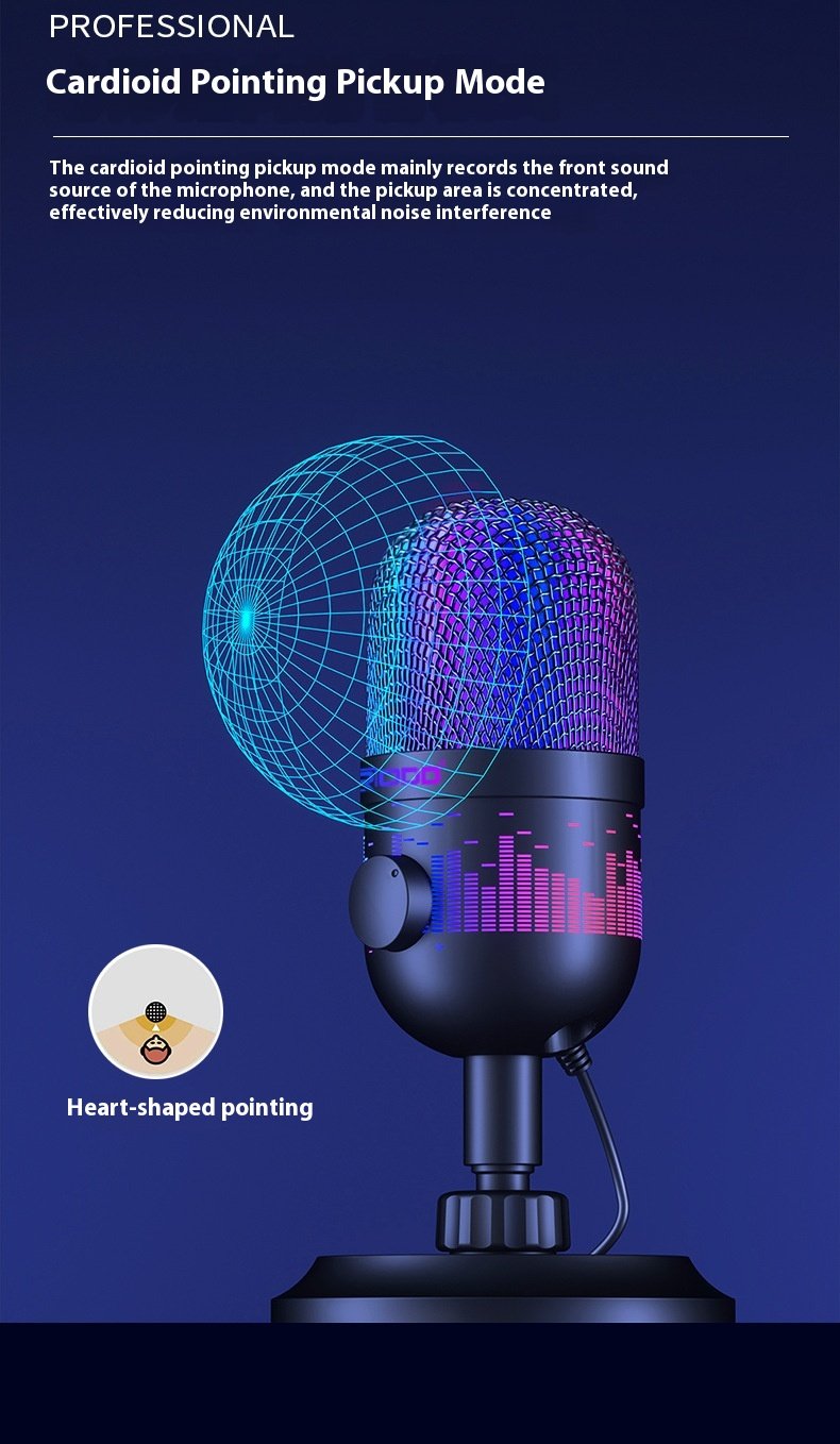 Microphone M-AK1 Coolest USB Gaming Microphone Computer Gaming Athletic Mobile Jitterbug Live K Song RGB Lighting Microphone(pic3)