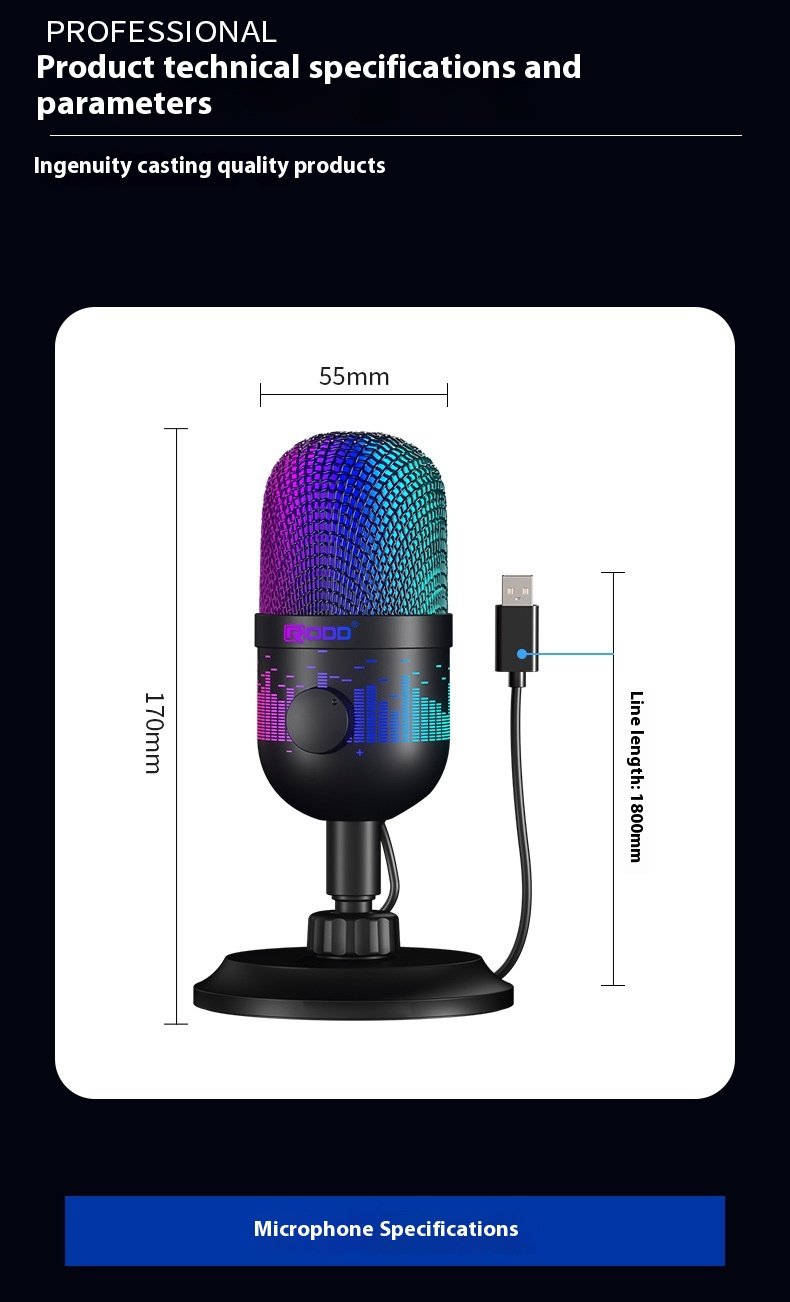 Microphone M-AK1 Coolest USB Gaming Microphone Computer Gaming Athletic Mobile Jitterbug Live K Song RGB Lighting Microphone(pic9)