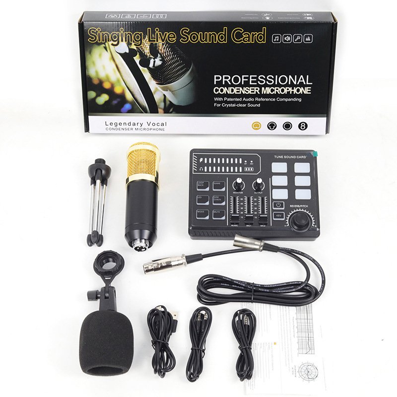 Factory directly selling Sound Card Full Kit P100 With 48V BM800 Large Diaphragm Microphone Sound Card For Live Streaming(pic8)